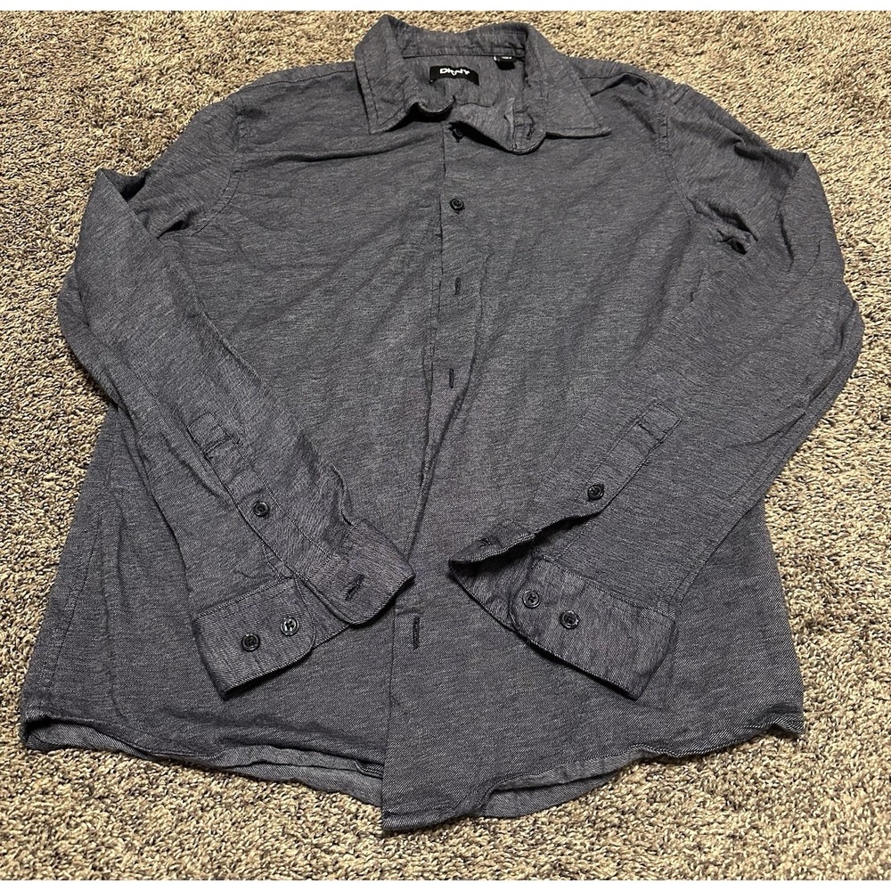 DKNY Chambray Blue Casual Button-Down Shirt - Men's Medium